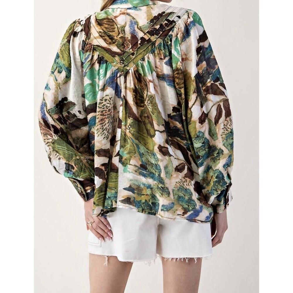 Ee:Some Maven Patterned Button Down Blouse Multi … - image 2